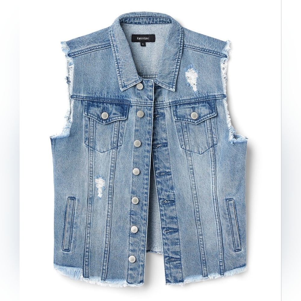 Karen Kane Distressed Denim Vest